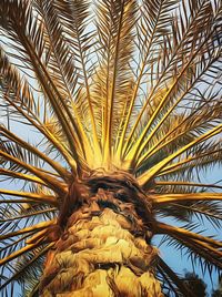 Low angle view of palm tree against sky