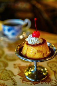 Close-up of dessert on table