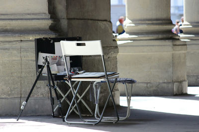 Metal structure on sidewalk