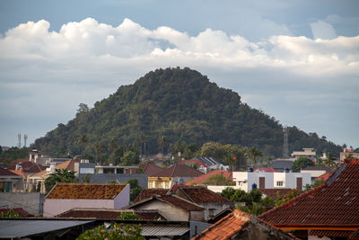 High angle view of townscape against sky