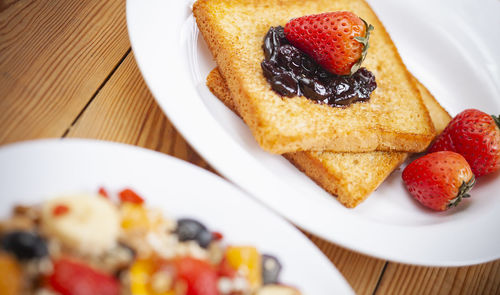 Close-up of cake served in plate