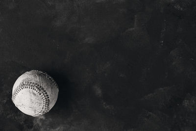 High angle view of ball hanging on wall