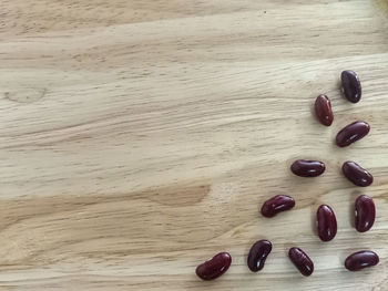 High angle view of coffee beans on table