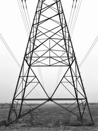 Electricity pylon against clear sky