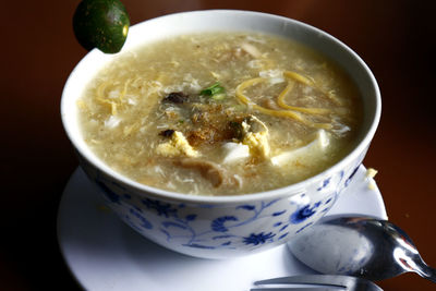 Close-up of soup in bowl