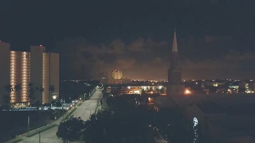 Illuminated street light at night