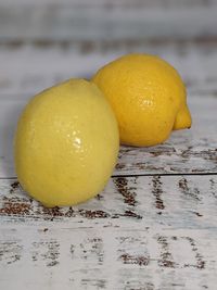 High angle view of lemon on table