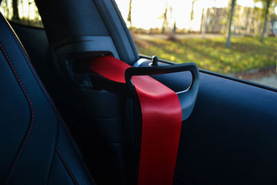 Close-up of empty seats in car