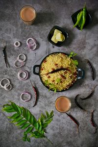 Directly above shot of food on table