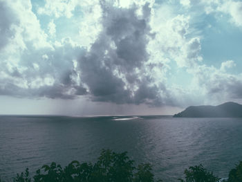 Scenic view of sea against cloudy sky