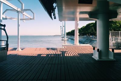 Overhead cable car station by sea