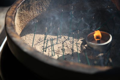 Close-up of lit candles