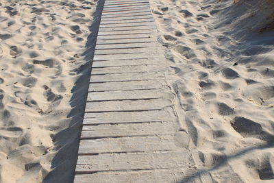 High angle view of sand at beach