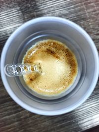 High angle view of coffee on table