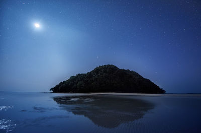 Scenic view of sea against sky at night