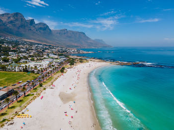 High angle view of beach against sky