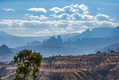 Scenic view of mountains against sky