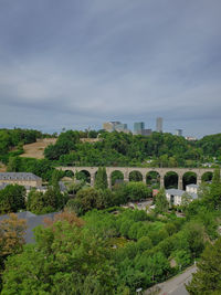High angle view of bridge against sky