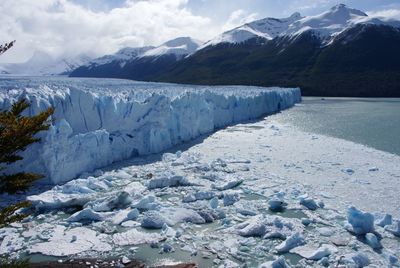 Scenic view of rocky mountains during winter