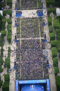 High angle view of street lights