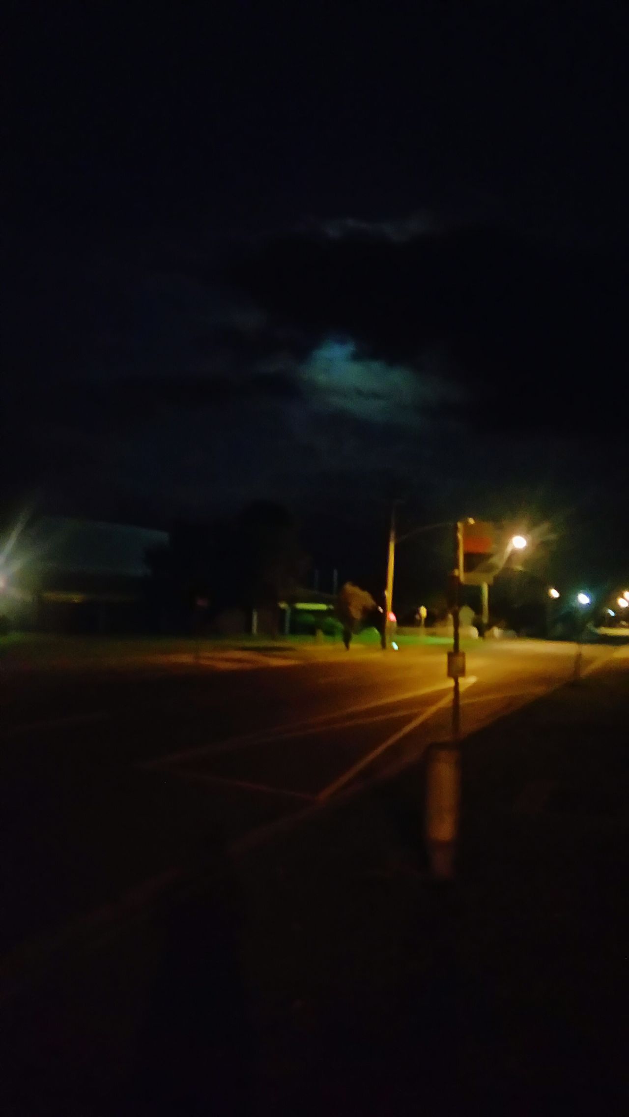 Busstop moonlight cloudysky