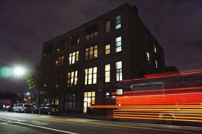 View of illuminated city at night