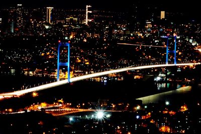 Illuminated city at night