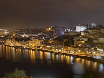 Illuminated buildings in city at night