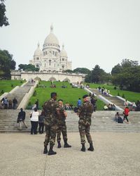 Tourists in front of historic building
