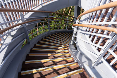 High angle view of spiral staircase