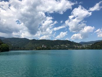 Scenic view of lake against sky