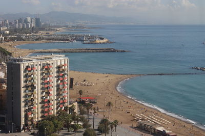 High angle view of town on beach