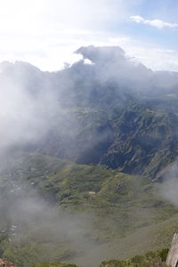 Aerial view of mountains against sky