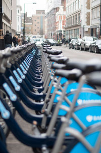 Bicycles parked on street