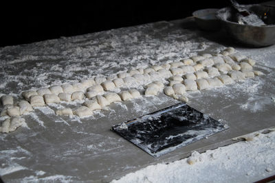 High angle view of food on table