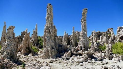 Scenic view of landscape against clear blue sky