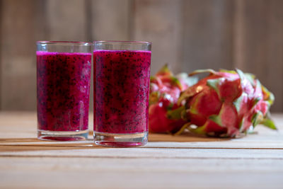 Close-up of drink in glass on table