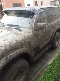 Close-up of abandoned car