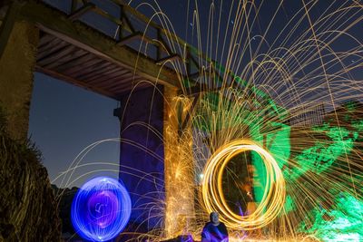 Blurred motion of wire wool at night