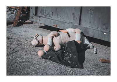 High angle view of people sleeping