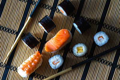 High angle view of sushi