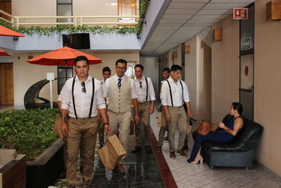 Group of people standing in front of building