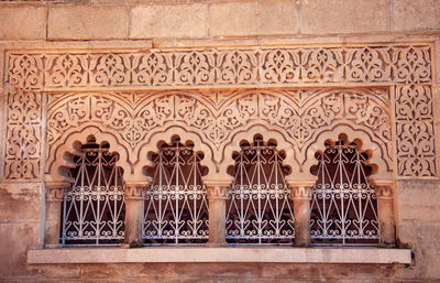 Low angle view of ornate wall in building