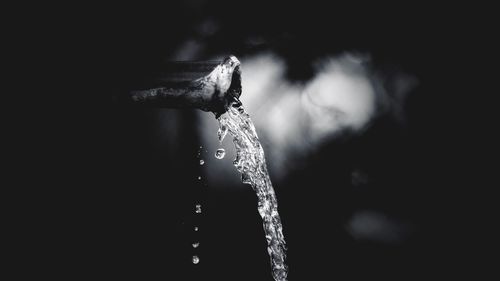 Close-up of icicles against black background