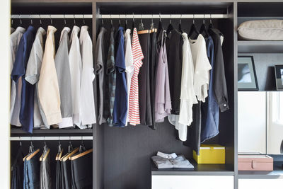 Clothes hanging on rack at home