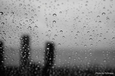 Full frame shot of raindrops on window