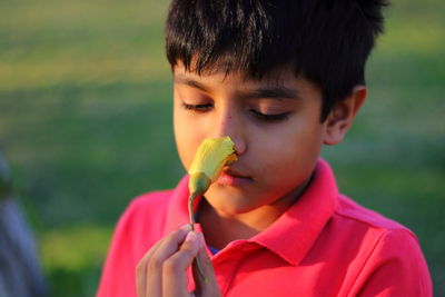 Close-up portrait of cute boy