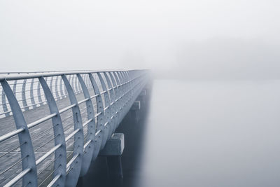 Scenic view of sea during foggy weather against sky