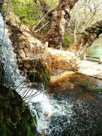 Scenic view of water flowing through rocks