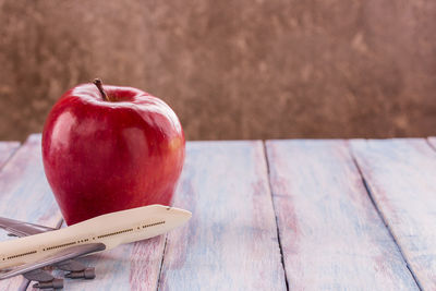 Close-up of apple on table